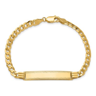 14K Yellow Gold Curb Link ID Bracelet – view 5