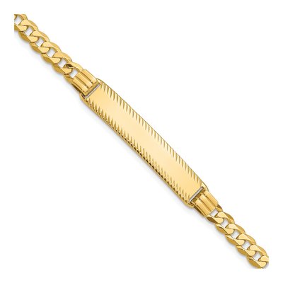 14K Yellow Gold Curb Link ID Bracelet