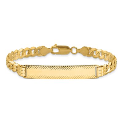 14K Yellow Gold Curb Link ID Bracelet – view 3