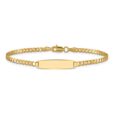 14K Yellow Gold Curb Link ID Bracelet – view 4