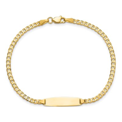 14K Yellow Gold Curb Link ID Bracelet – view 5