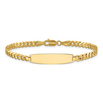 14K Yellow Gold Flat Curb Link ID Bracelet – view 3