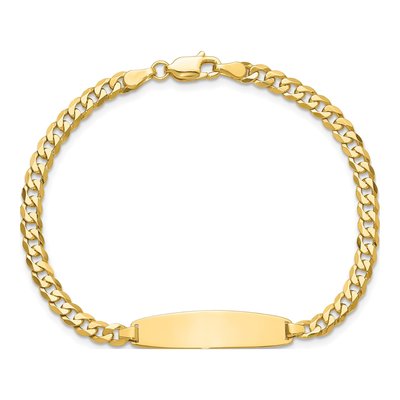14K Yellow Gold Flat Curb Link ID Bracelet – view 4