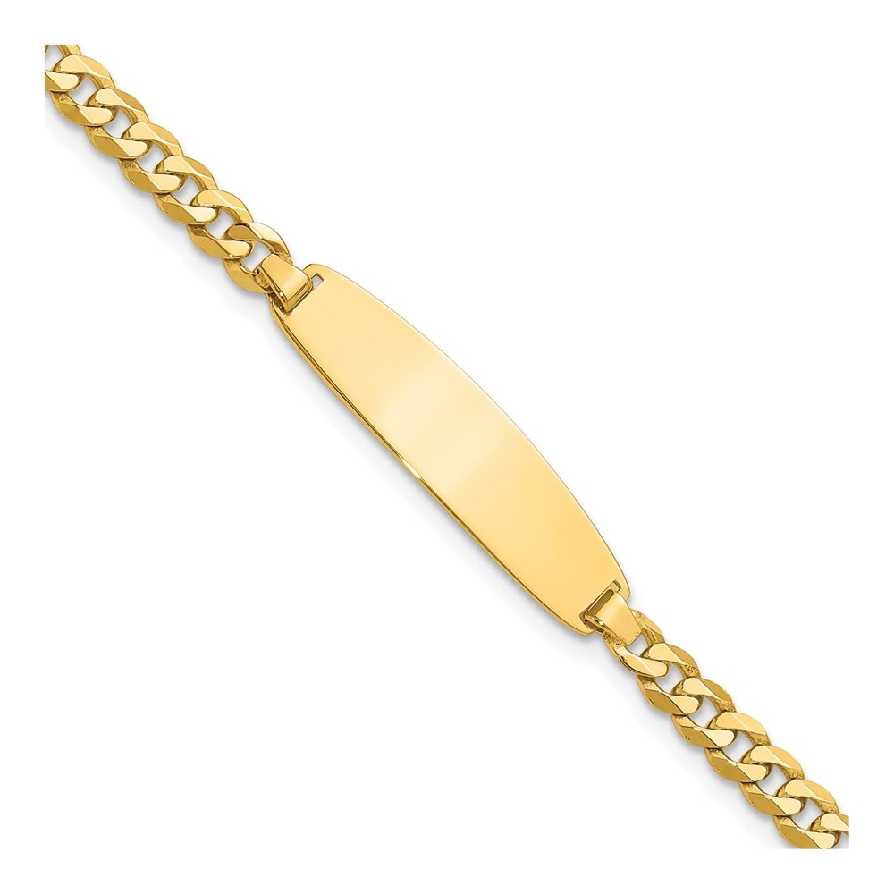 14K Yellow Gold Flat Curb Link ID Bracelet
