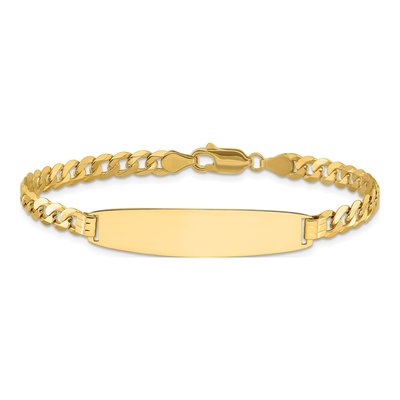 14K Yellow Gold Curb Link ID Bracelet – view 3