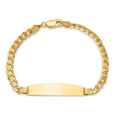 14K Yellow Gold Curb Link ID Bracelet – view 4