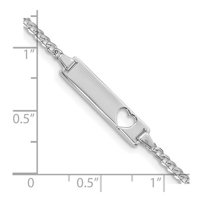 14K White Gold Curb Heart ID Bracelet – view 3