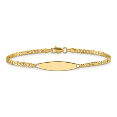 14K Yellow Gold Curb Link ID Bracelet – view 3