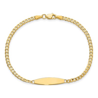 14K Yellow Gold Curb Link ID Bracelet – view 4