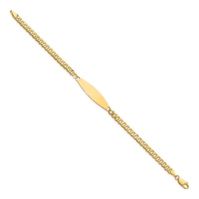 14K Yellow Gold Curb Link ID Bracelet – view 3