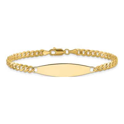 14K Yellow Gold Curb Link ID Bracelet – view 4