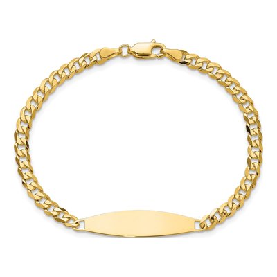 14K Yellow Gold Curb Link ID Bracelet – view 5