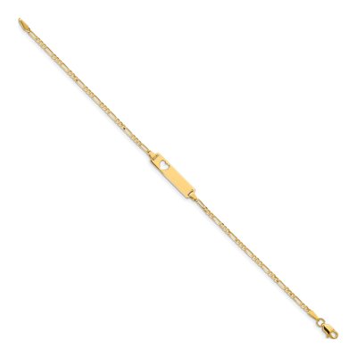 14K Yellow Gold Figaro Heart ID Bracelet – view 3