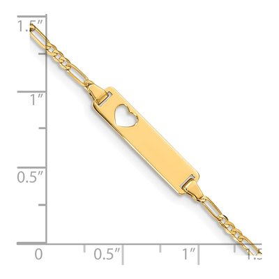 14K Yellow Gold Figaro Cut-Out Heart ID Bracelet – view 6