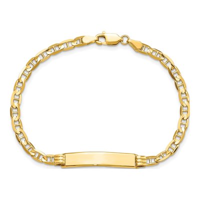 14K Yellow Gold Anchor Link Plate ID Bracelet – view 4