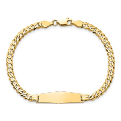 14K Yellow Gold Curb Link ID Bracelet – view 4