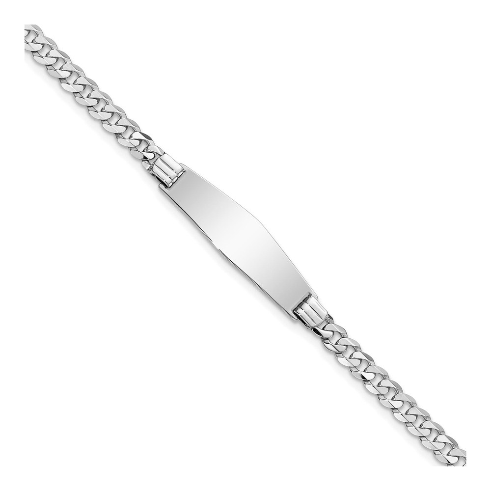 14K White Gold Curb Link ID Bracelet