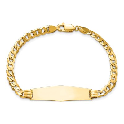 14K Yellow Gold Curb Link ID Bracelet – view 4