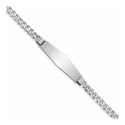 14K White Gold Curb Link ID Bracelet