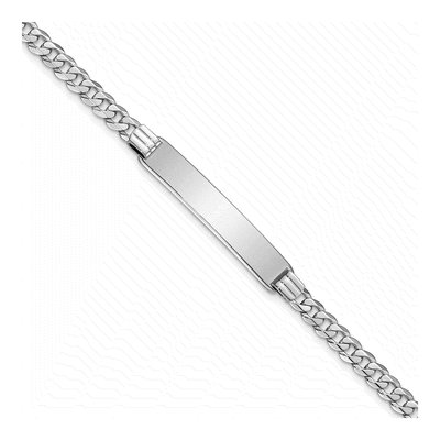 14K White Gold Curb ID Bracelet
