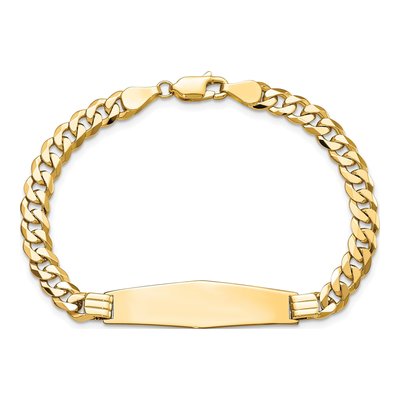 14K Yellow Gold Curb Link ID Bracelet – view 5