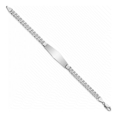 14K White Gold Curb Link ID Bracelet – view 2