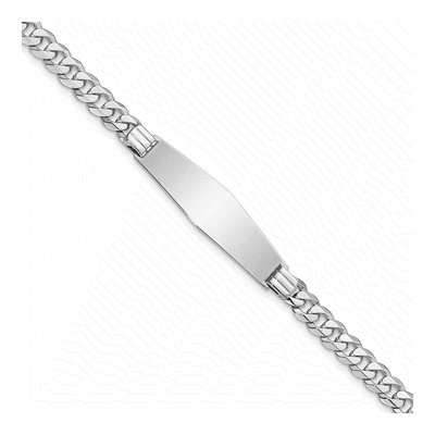 14K White Gold Curb Link ID Bracelet