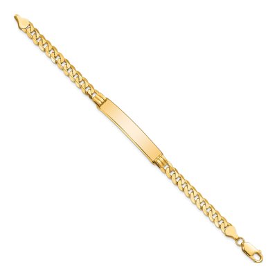 14K Yellow Gold Curb Link ID Bracelet – view 3
