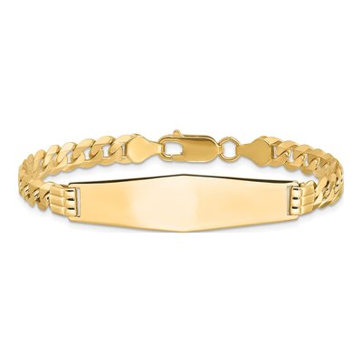 14K Yellow Gold Curb Link ID Bracelet – view 3