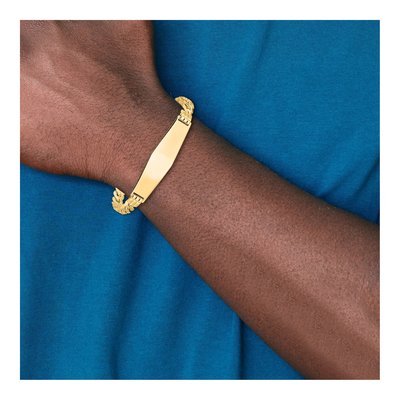 14K Yellow Gold Curb Link ID Bracelet – view 5