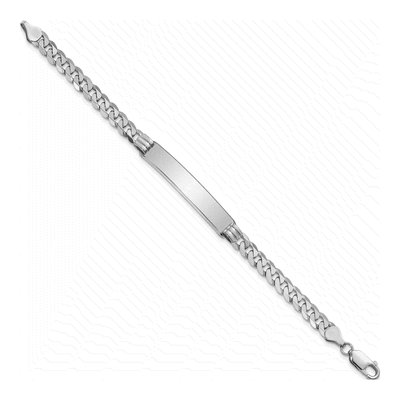 14K White Gold Curb Link ID Bracelet – view 2