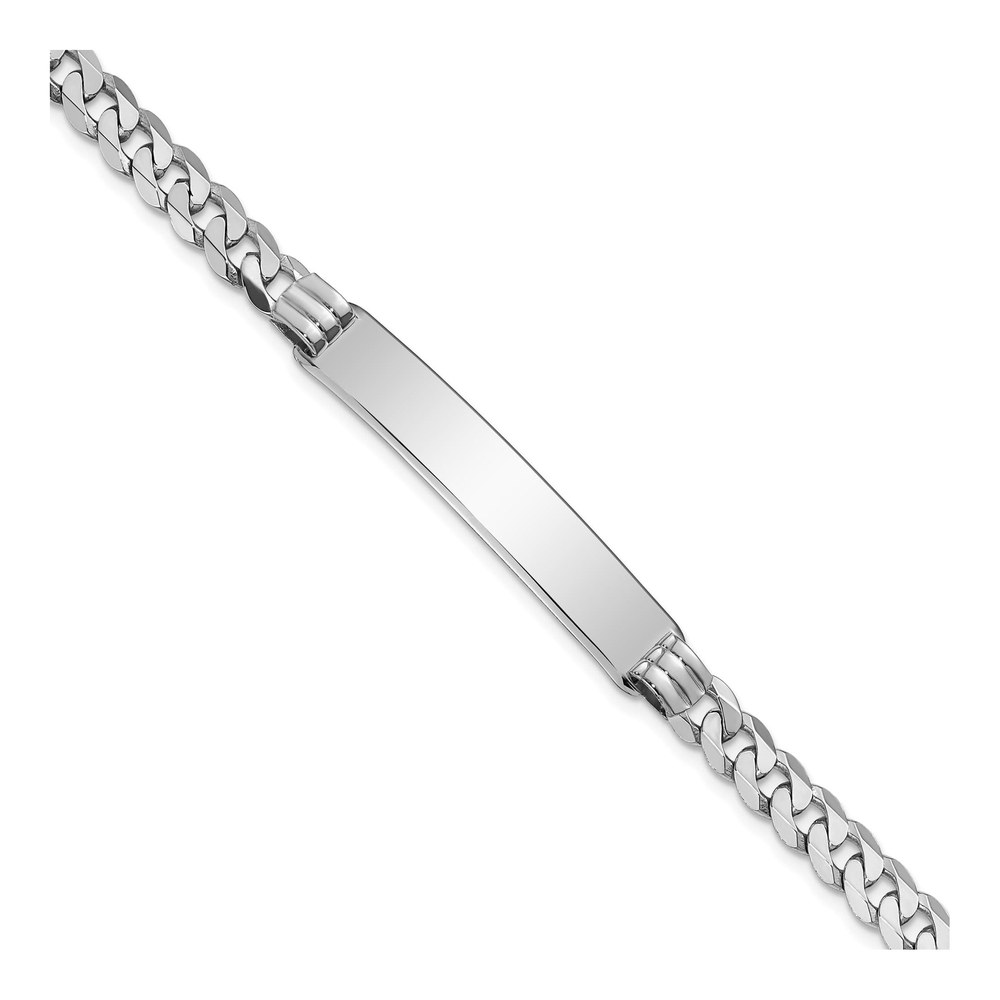 14K White Gold Curb Link ID Bracelet