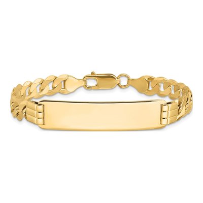 14K Yellow Gold Curb Link ID Bracelet – view 4