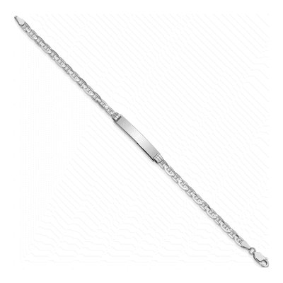 14K White Gold Anchor Link ID Bracelet – view 2