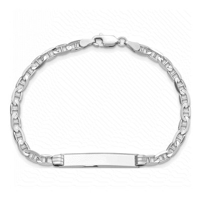 14K White Gold Anchor Link ID Bracelet – view 4