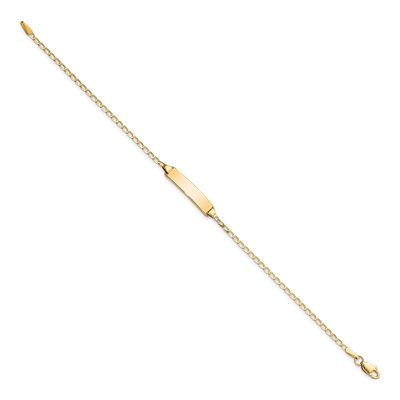14K Yellow Gold Curb Link ID Bracelet – view 3