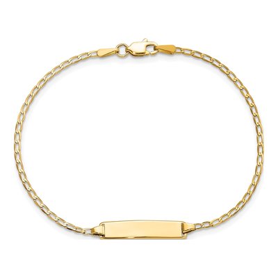 14K Yellow Gold Curb Link ID Bracelet – view 5