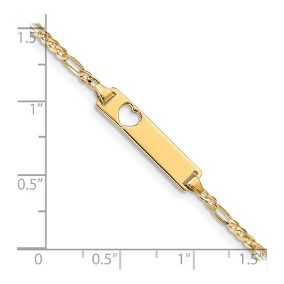 14K Yellow Gold Figaro Heart ID Bracelet – view 4