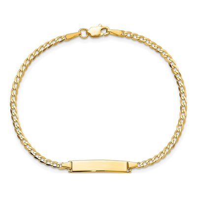 14K Yellow Gold Curb Link ID Bracelet – view 4