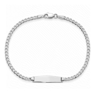 14K White Gold Curb Link ID Bracelet – view 4