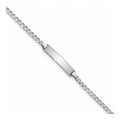 14K White Gold Flat Curb ID Bracelet