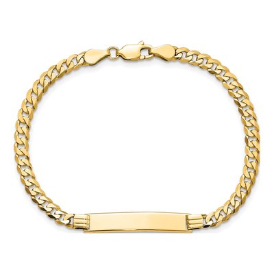14K Yellow Gold Curb Link ID Bracelet – view 5