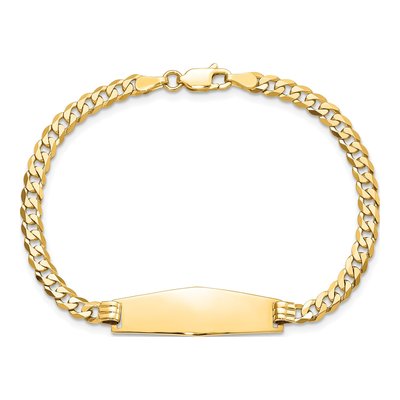 14K Yellow Gold Curb Link ID Bracelet – view 5