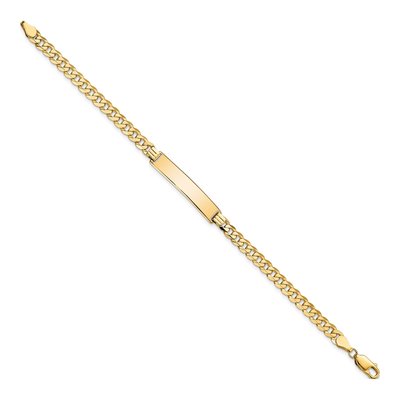 14K Yellow Gold Flat Curb Link ID Bracelet – view 3