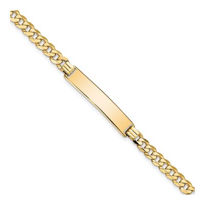 14K Yellow Gold Flat Curb Link ID Bracelet