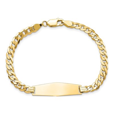 14K Yellow Gold Curb Link ID Bracelet – view 4