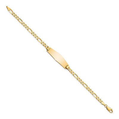 14K Yellow Gold Figaro Link ID Bracelet – view 3