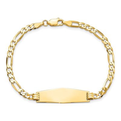 14K Yellow Gold Figaro Link ID Bracelet – view 5