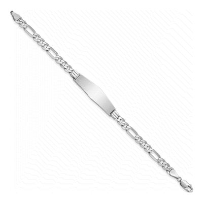 14K White Gold Figaro ID Bracelet – view 3