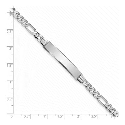 14K White Gold Figaro ID Bracelet – view 4